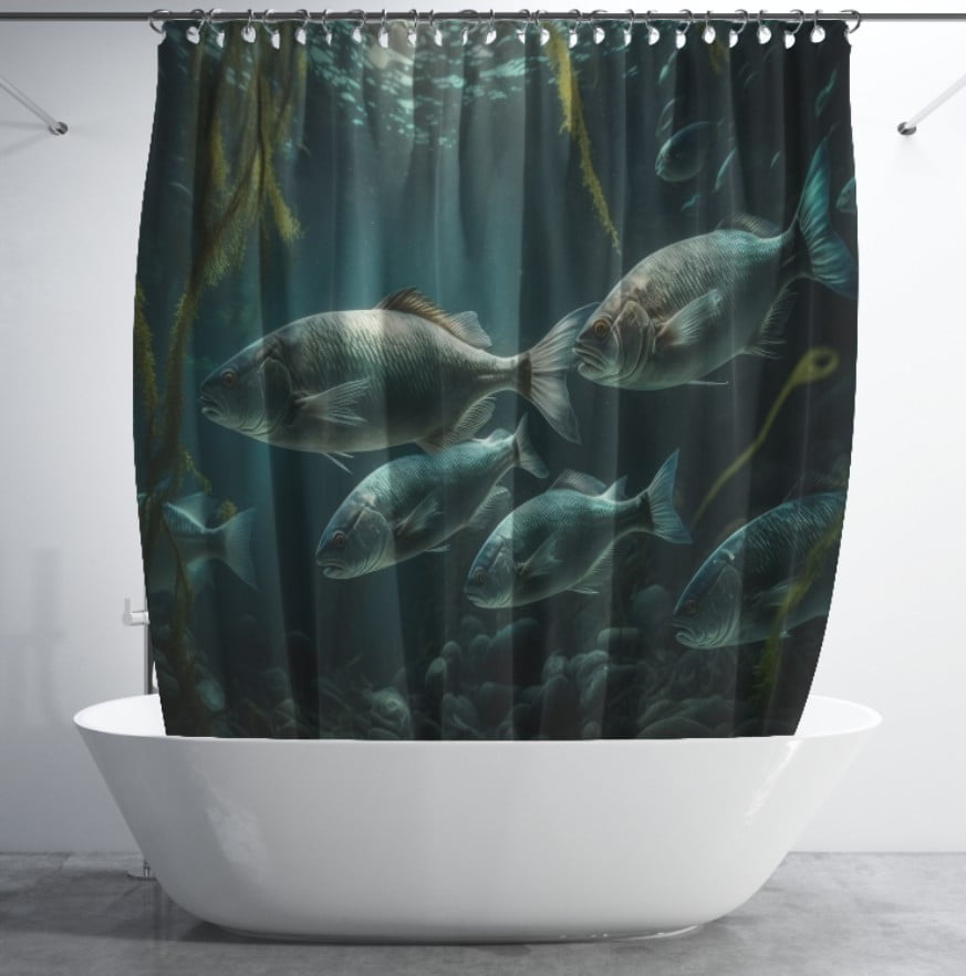 Штора для ванної з 3D принтом екзотичні морськи риби_23