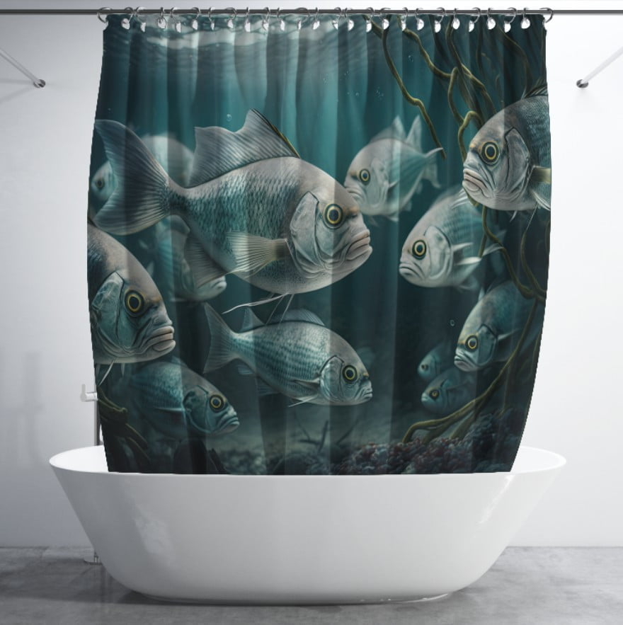 Штора для ванної з 3D принтом екзотичні морськи риби_24