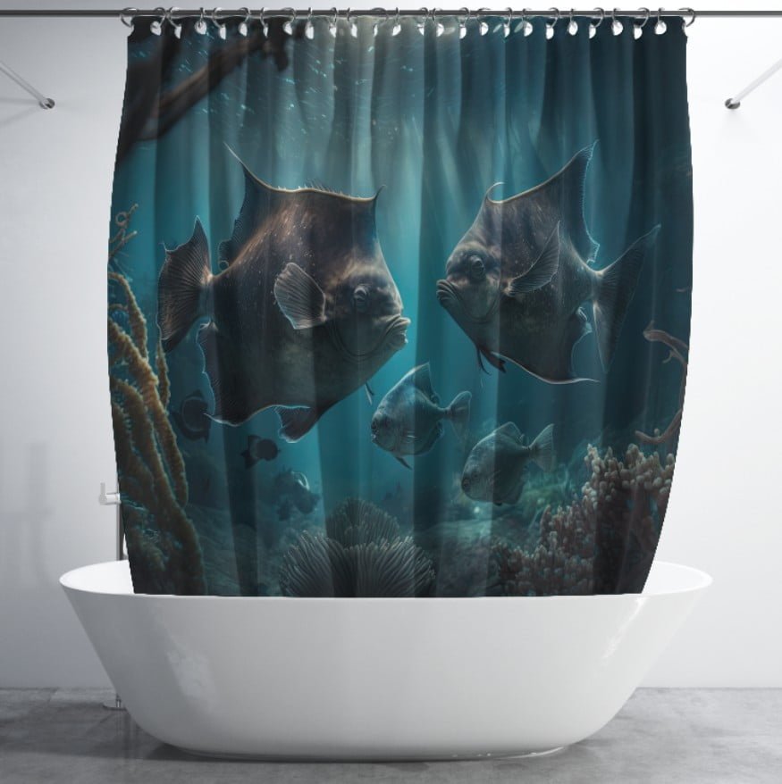 Штора для ванної з 3D принтом екзотичні морськи риби_25