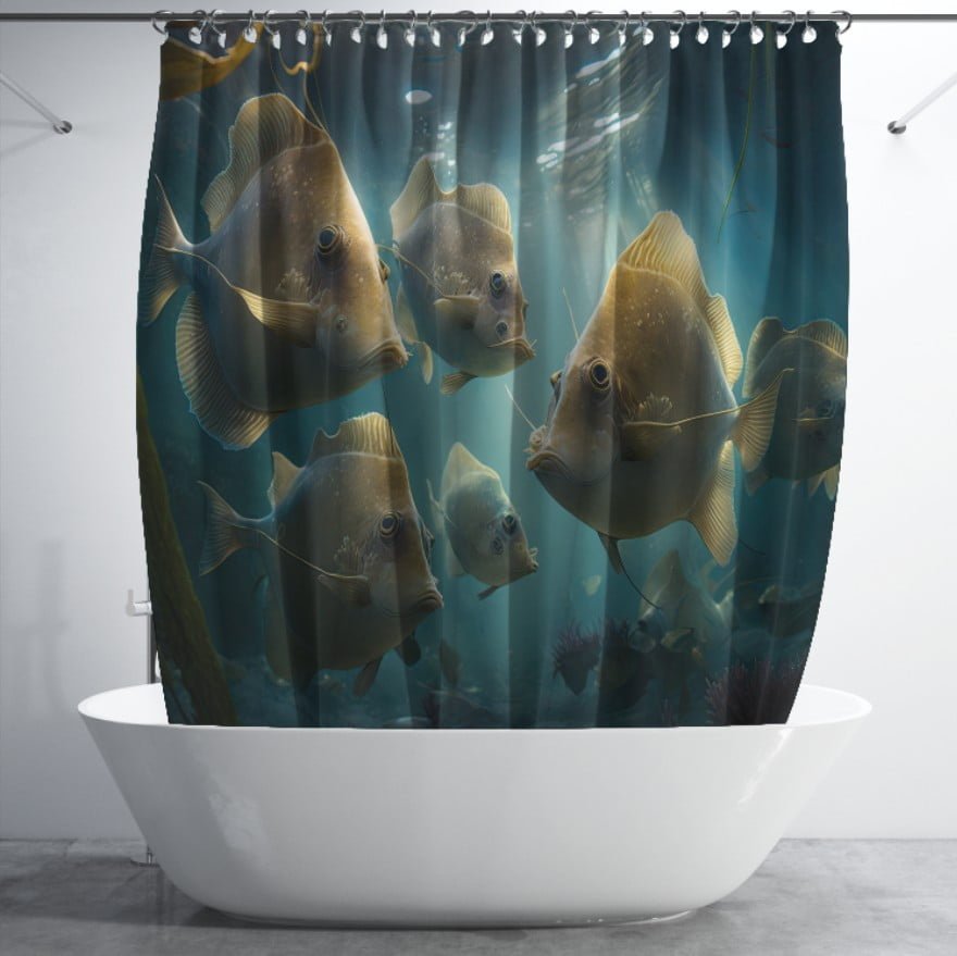 Штора для ванної з 3D принтом екзотичні морськи риби_26