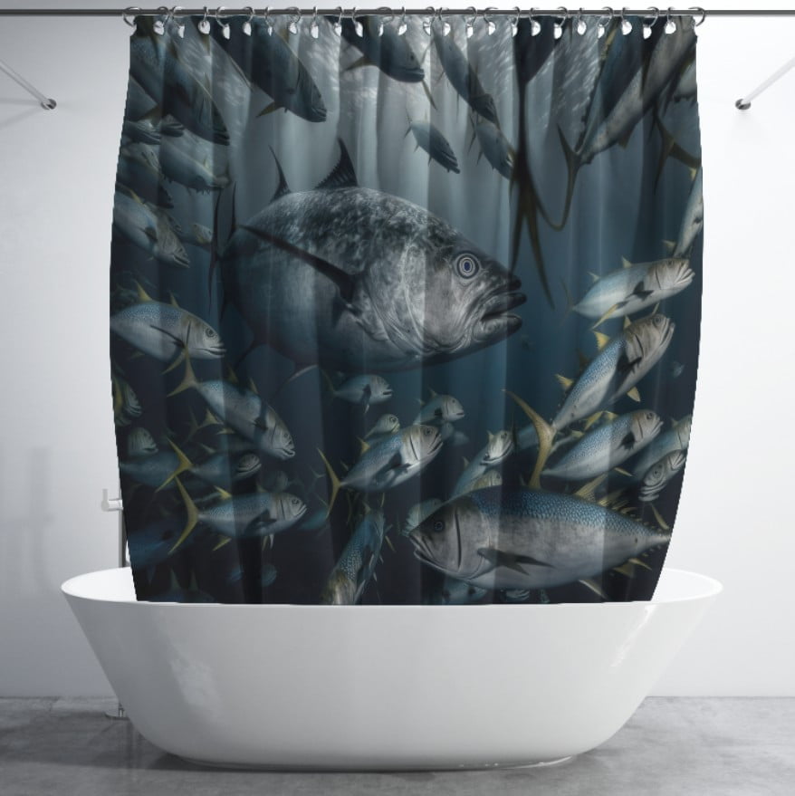 Штора для ванної з 3D принтом екзотичні морськи риби_31