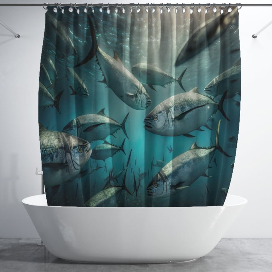 Штора для ванної з 3D принтом екзотичні морськи риби_33