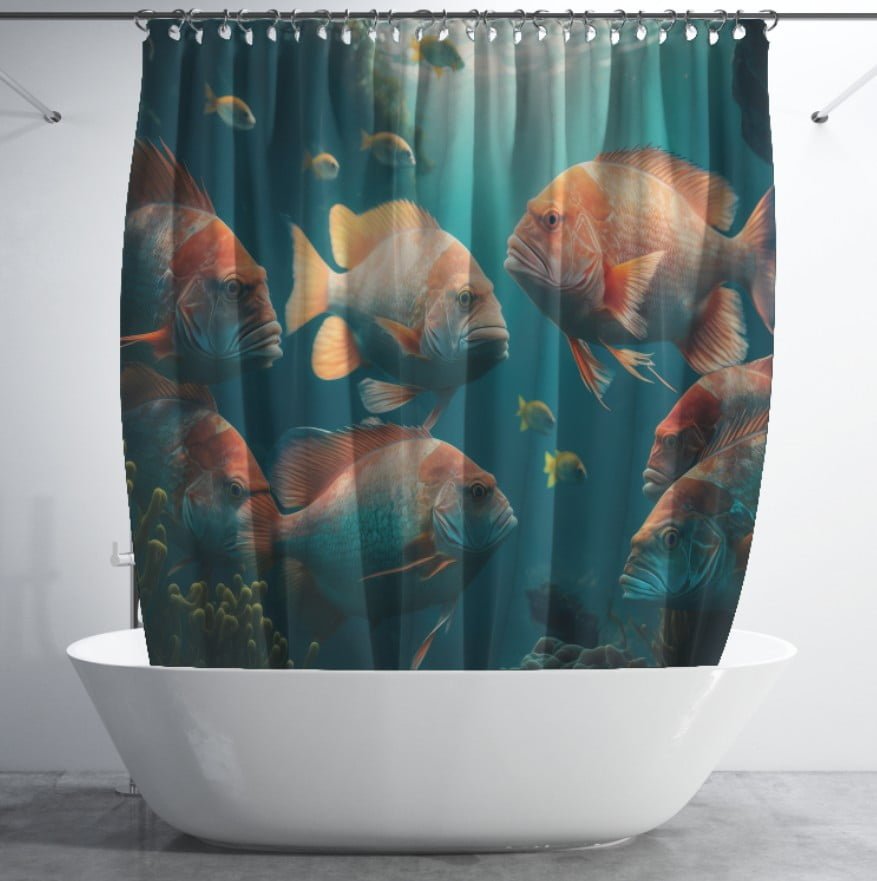 Штора для ванної з 3D принтом екзотичні морськи риби_39