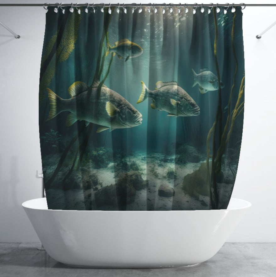 Штора для ванної з 3D принтом екзотичні морськи риби_44