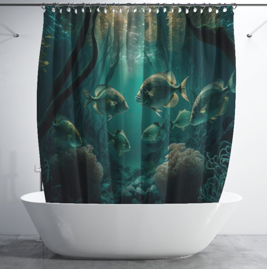 Штора для ванної з 3D принтом екзотичні морськи риби_45