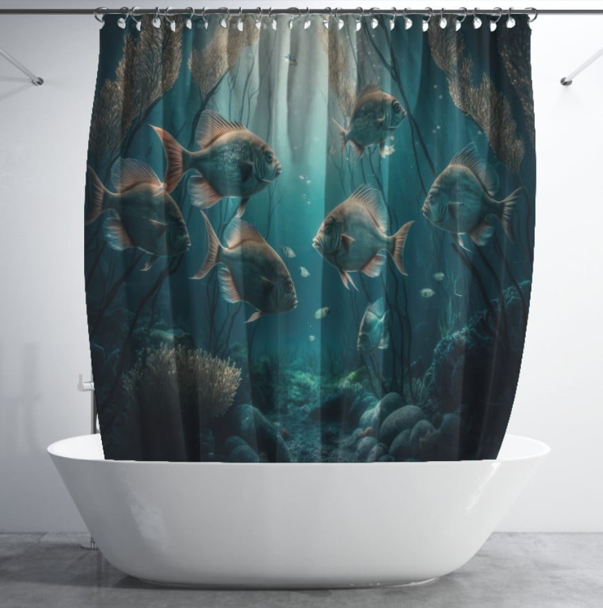Штора для ванної з 3D принтом екзотичні морськи риби_46
