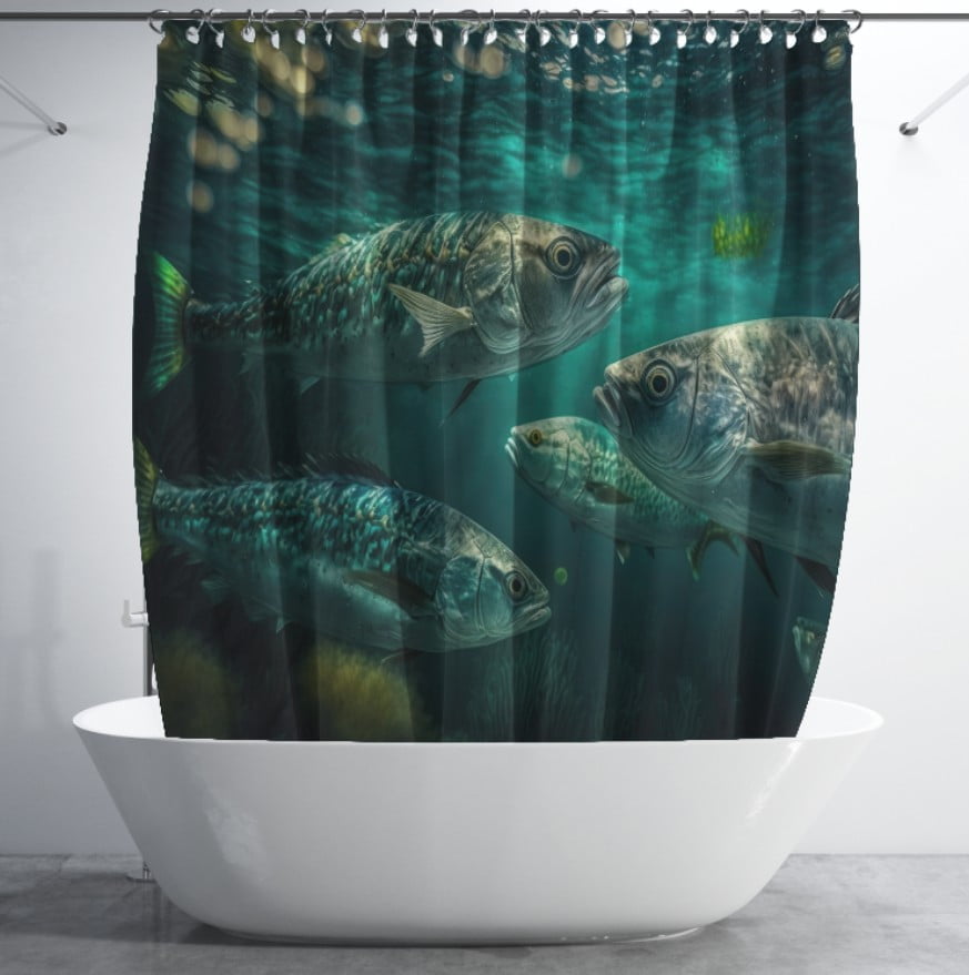 Штора для ванної з 3D принтом екзотичні морськи риби_47