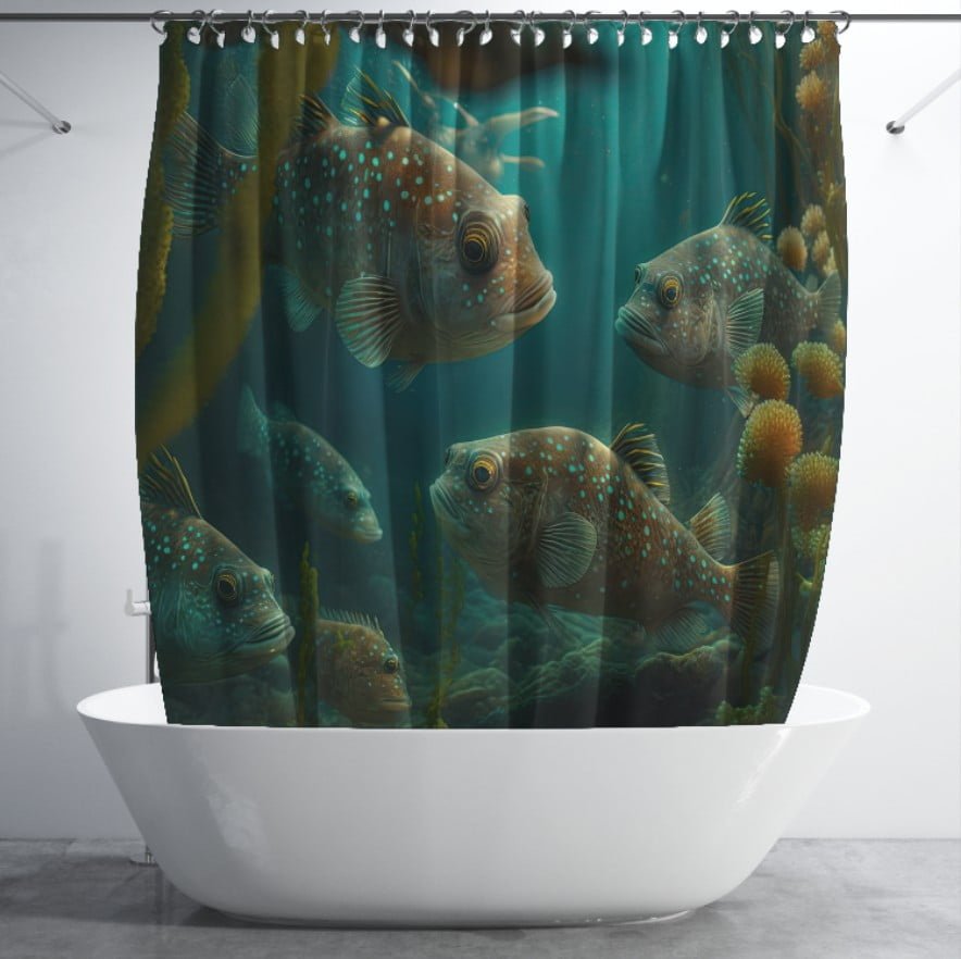 Штора для ванної з 3D принтом екзотичні морськи риби_50