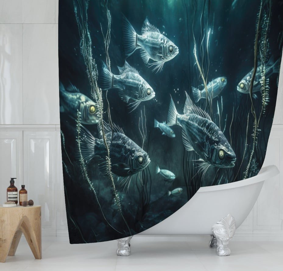 Штора для ванної з 3D принтом екзотичні морськи риби_53