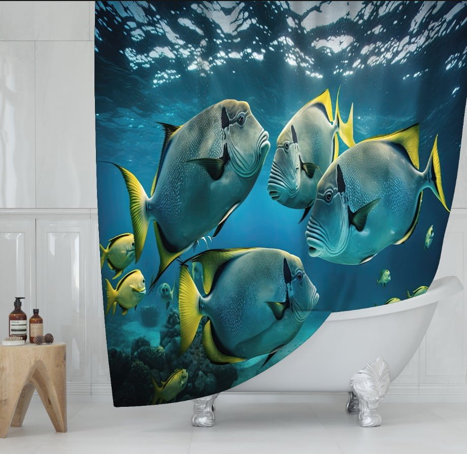 Штора для ванної з 3D принтом екзотичні морськи риби_56