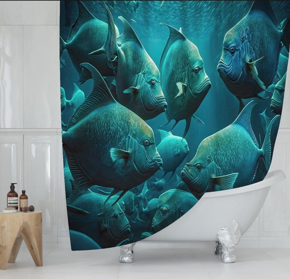 Штора для ванної з 3D принтом екзотичні морськи риби_57