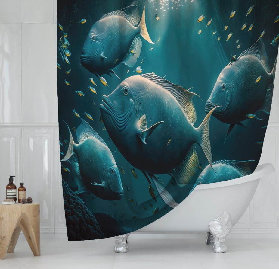 Штора для ванної з 3D принтом екзотичні морськи риби_58