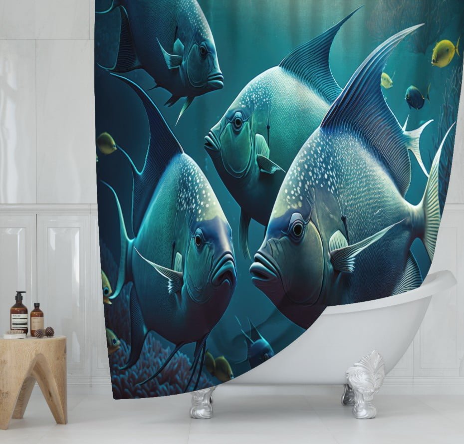 Штора для ванної з 3D принтом екзотичні морськи риби_59
