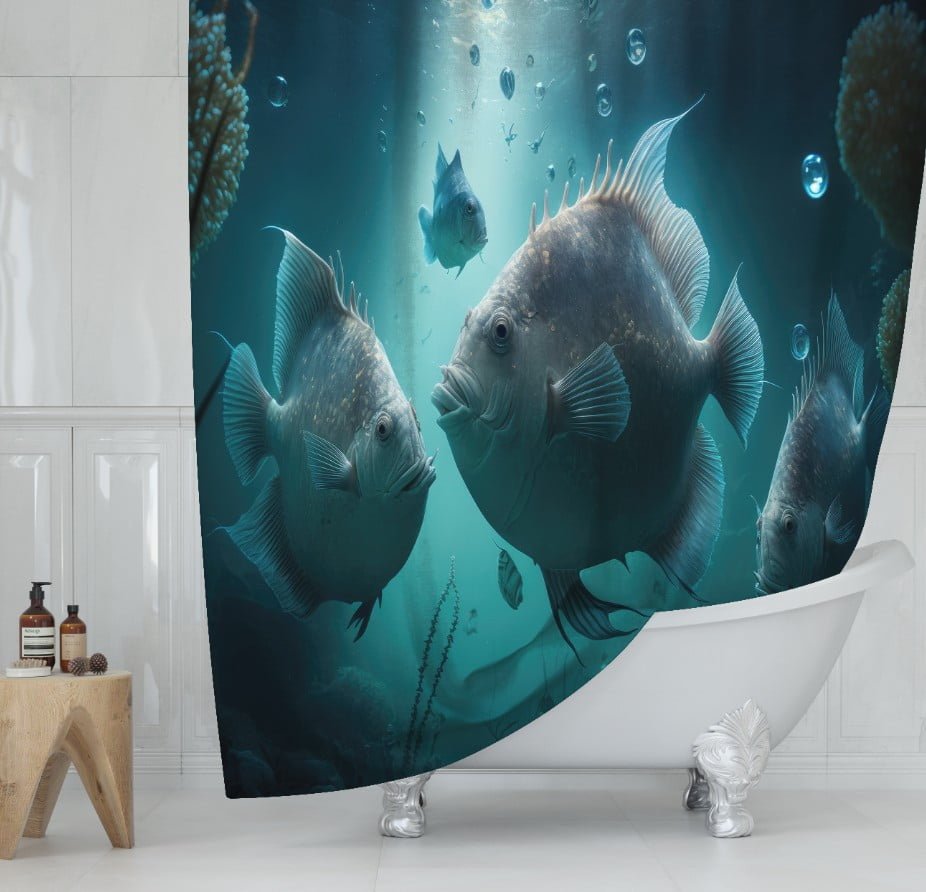Штора для ванної з 3D принтом екзотичні морськи риби_62