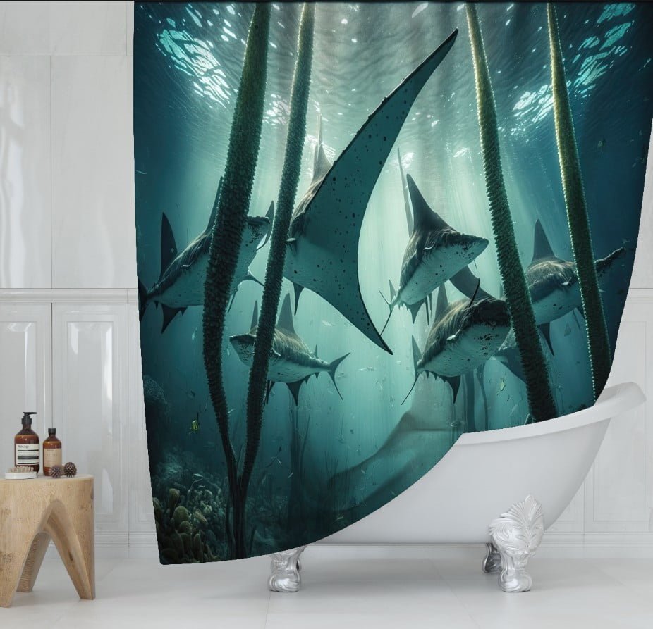 Штора для ванної з 3D принтом екзотичні морськи риби_65