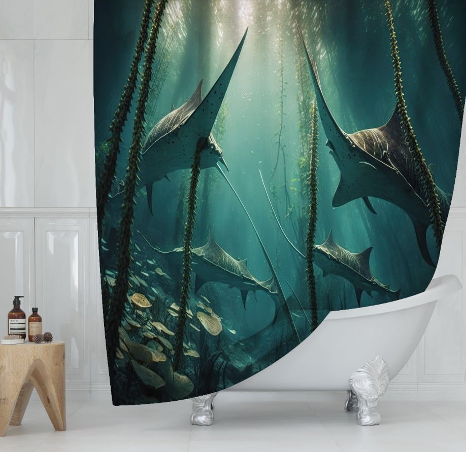 Штора для ванної з 3D принтом екзотичні морськи риби_66