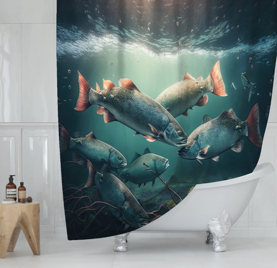 Штора для ванної з 3D принтом екзотичні морськи риби_76
