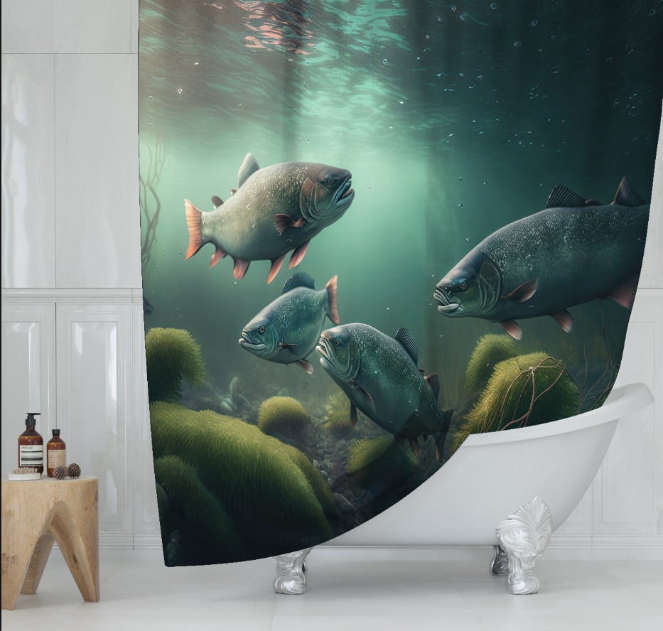 Штора для ванної з 3D принтом екзотичні морськи риби_77