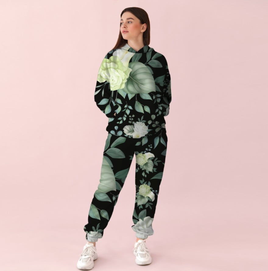 Жіночий спортивний костюм із принтом рослинний візерунок 0_002