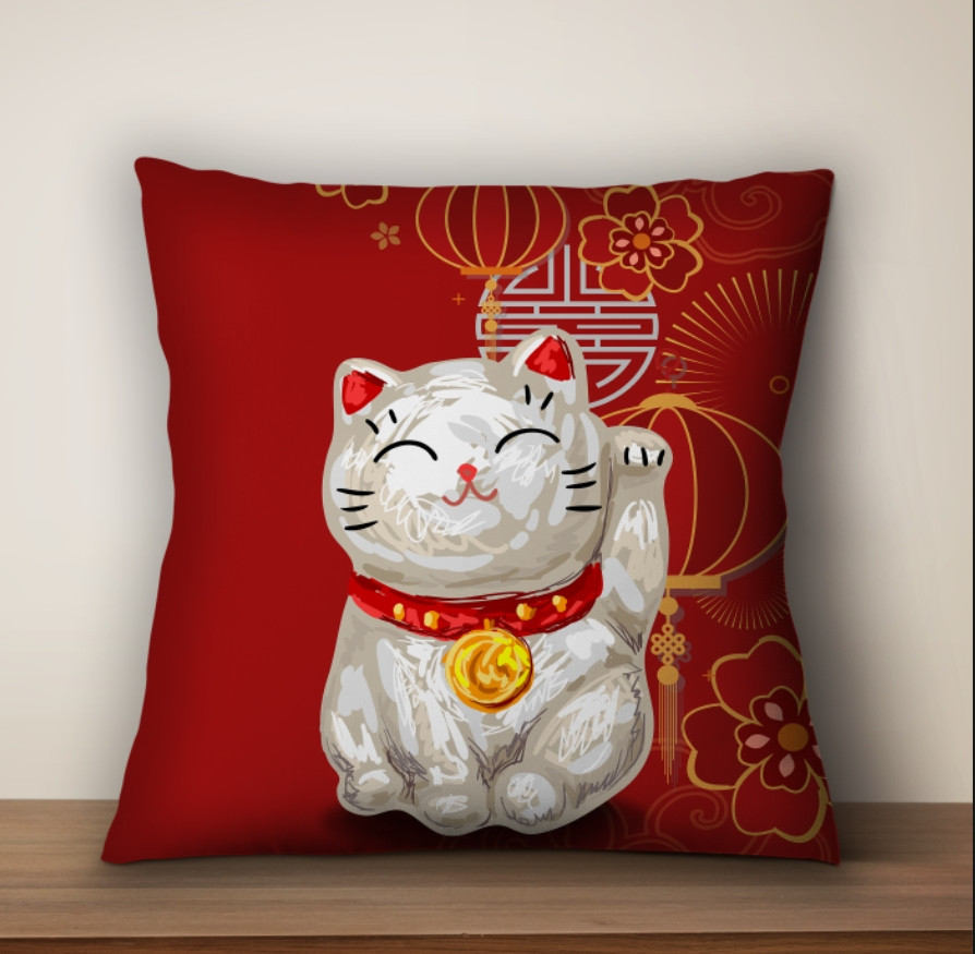 Подушка 3D принтом на тему Кіт удачі Манекі Неко