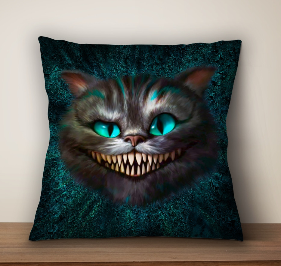 Подушка 3D принтом на тему Чеширський кіт посмішка