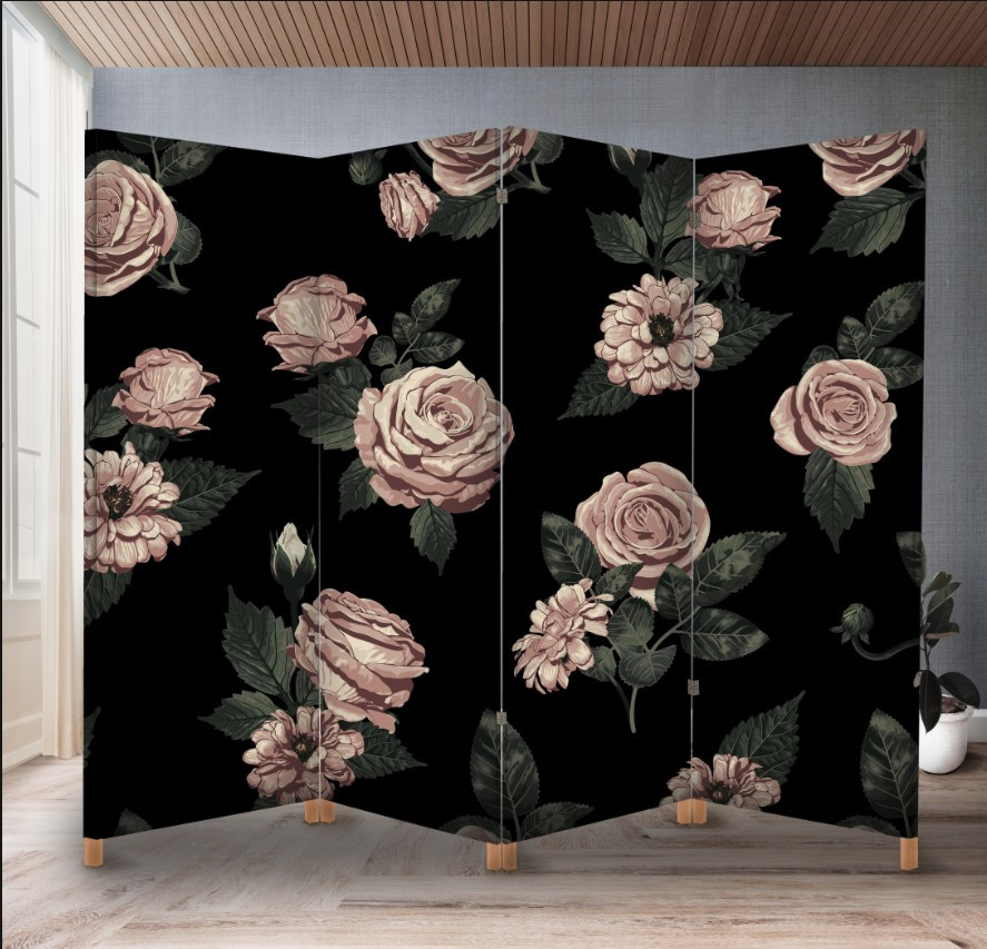 Декоративний екран (ширма) з принтом Рожеві троянди