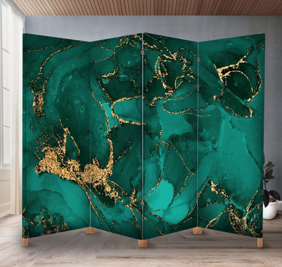 Декоративний екран (ширма) з принтом Зелений малахіт